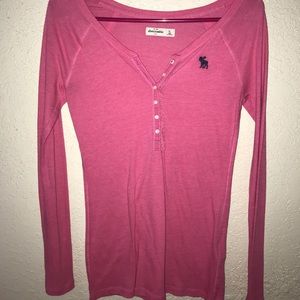 Pink ling sleeve button up shirt